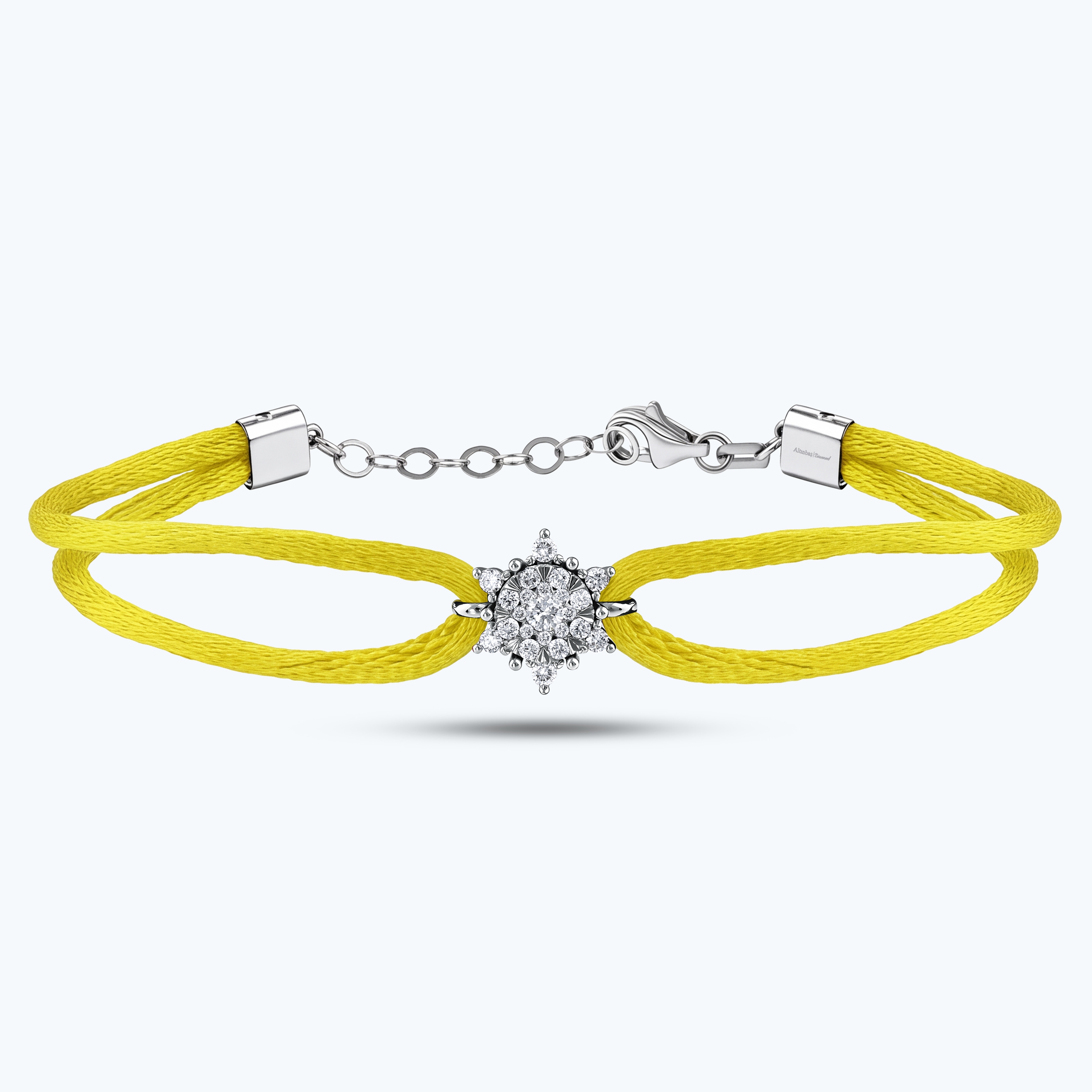 0.30 Karat Pırlanta Lotus Çiçeği İpli Bileklik