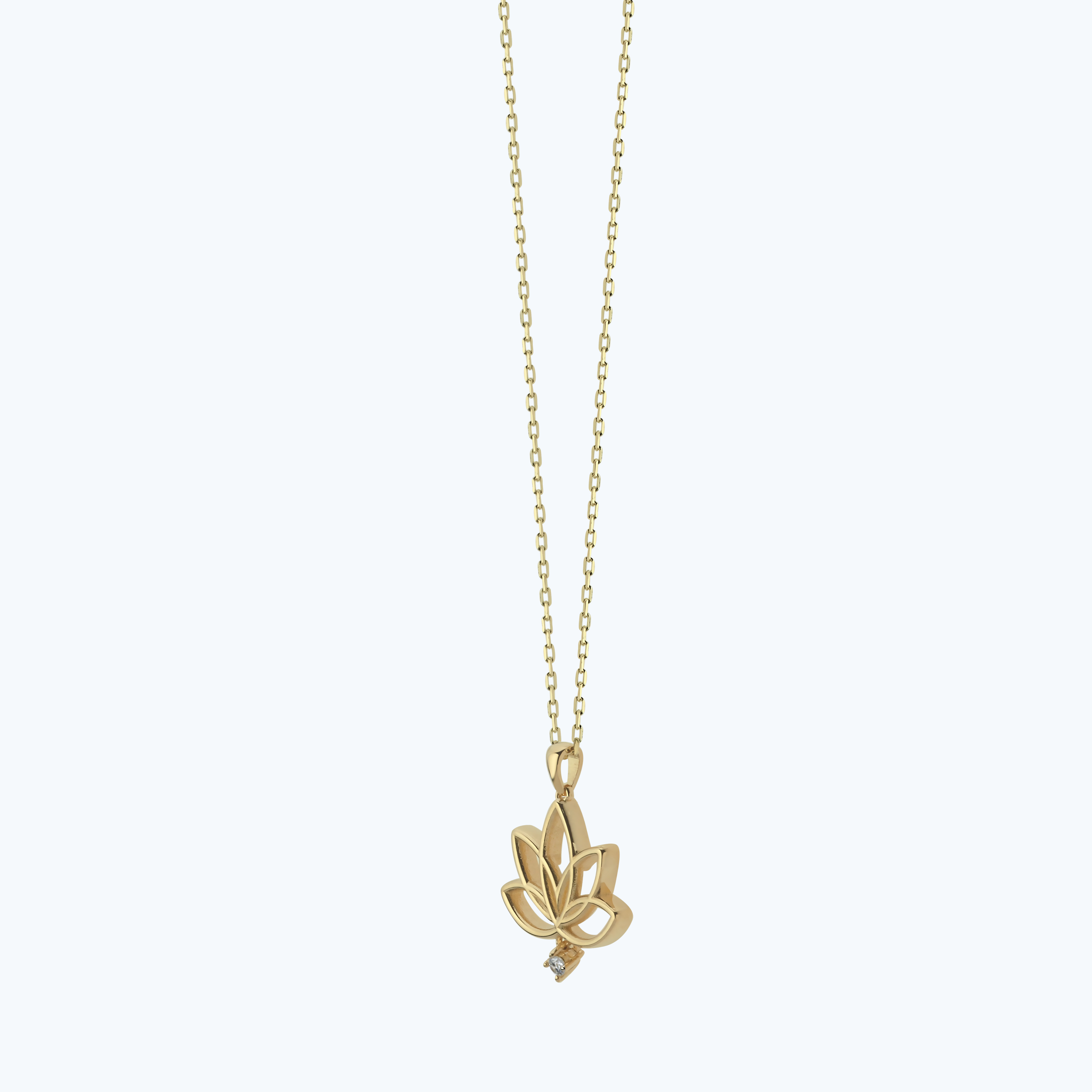 0.03 Karat Pırlanta Lotus Çiçeği Kolye