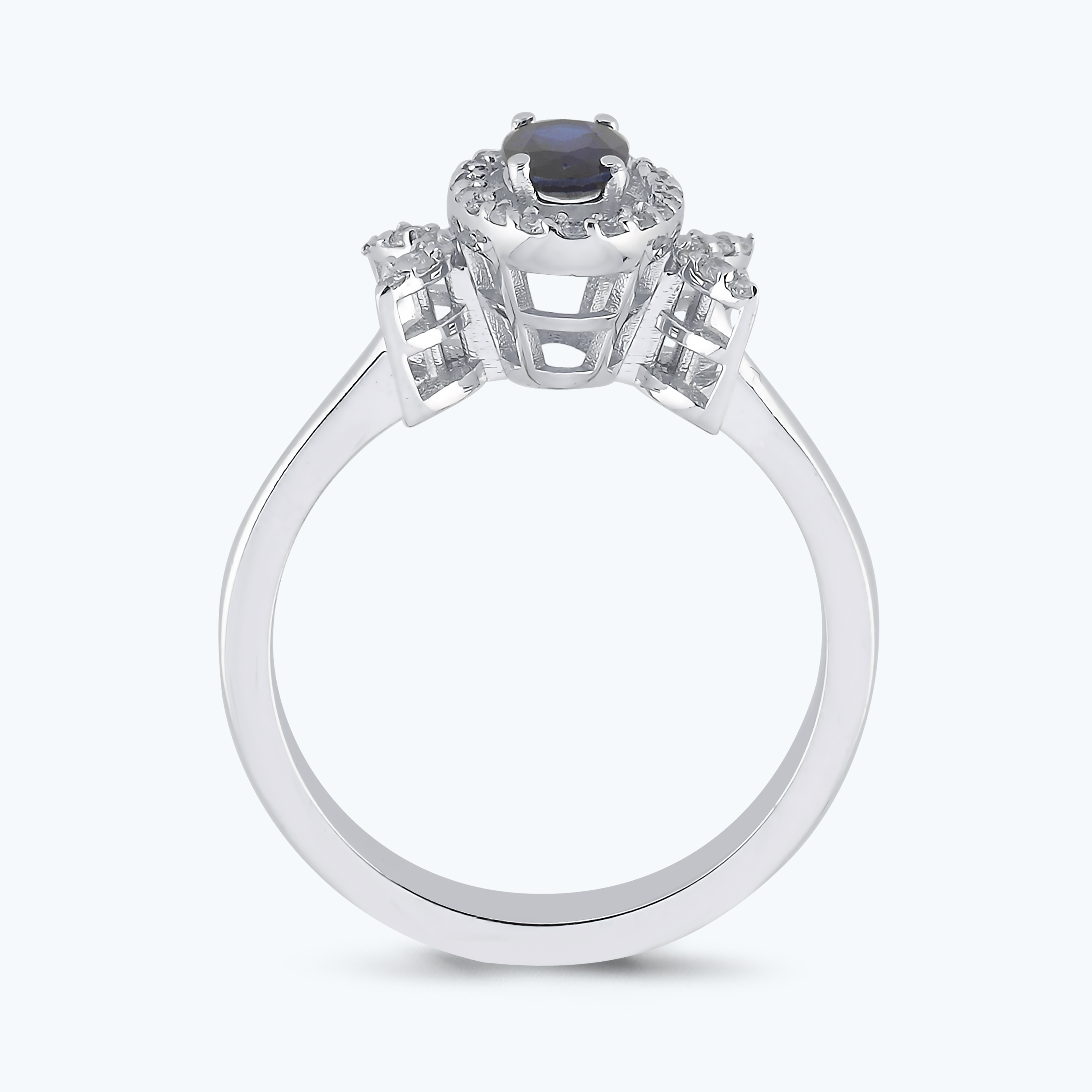 0.15 Karat Pırlanta Safir Oval Yüzük