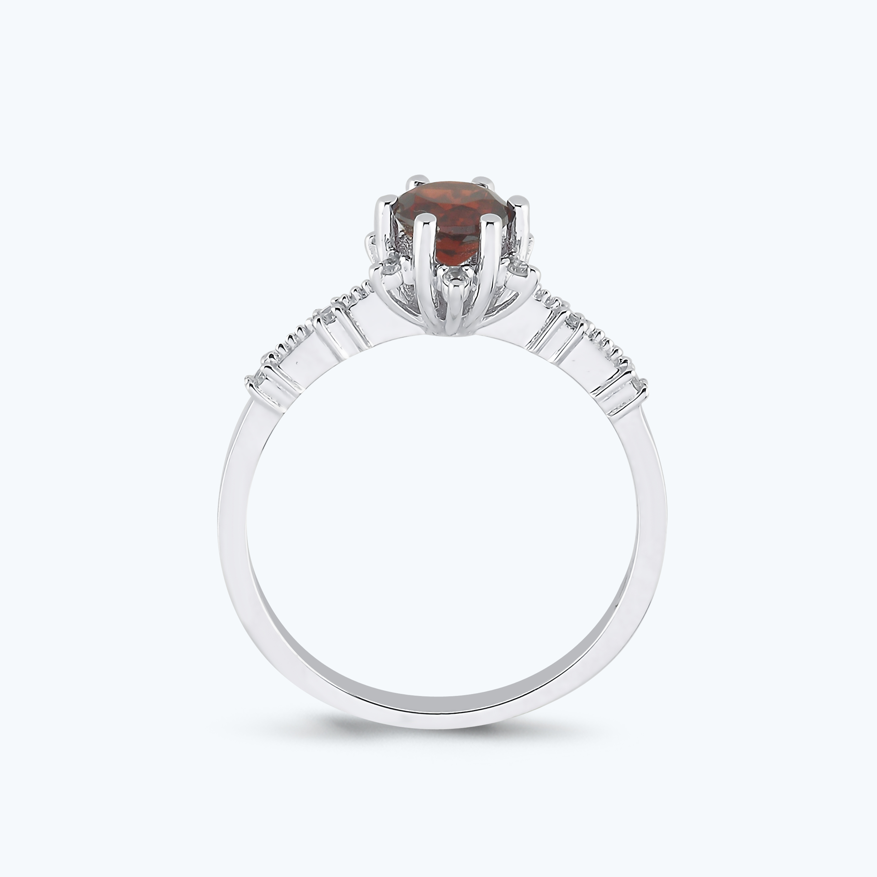 0.06 Karat Pırlanta Garnet Taşlı Vintage Yüzük