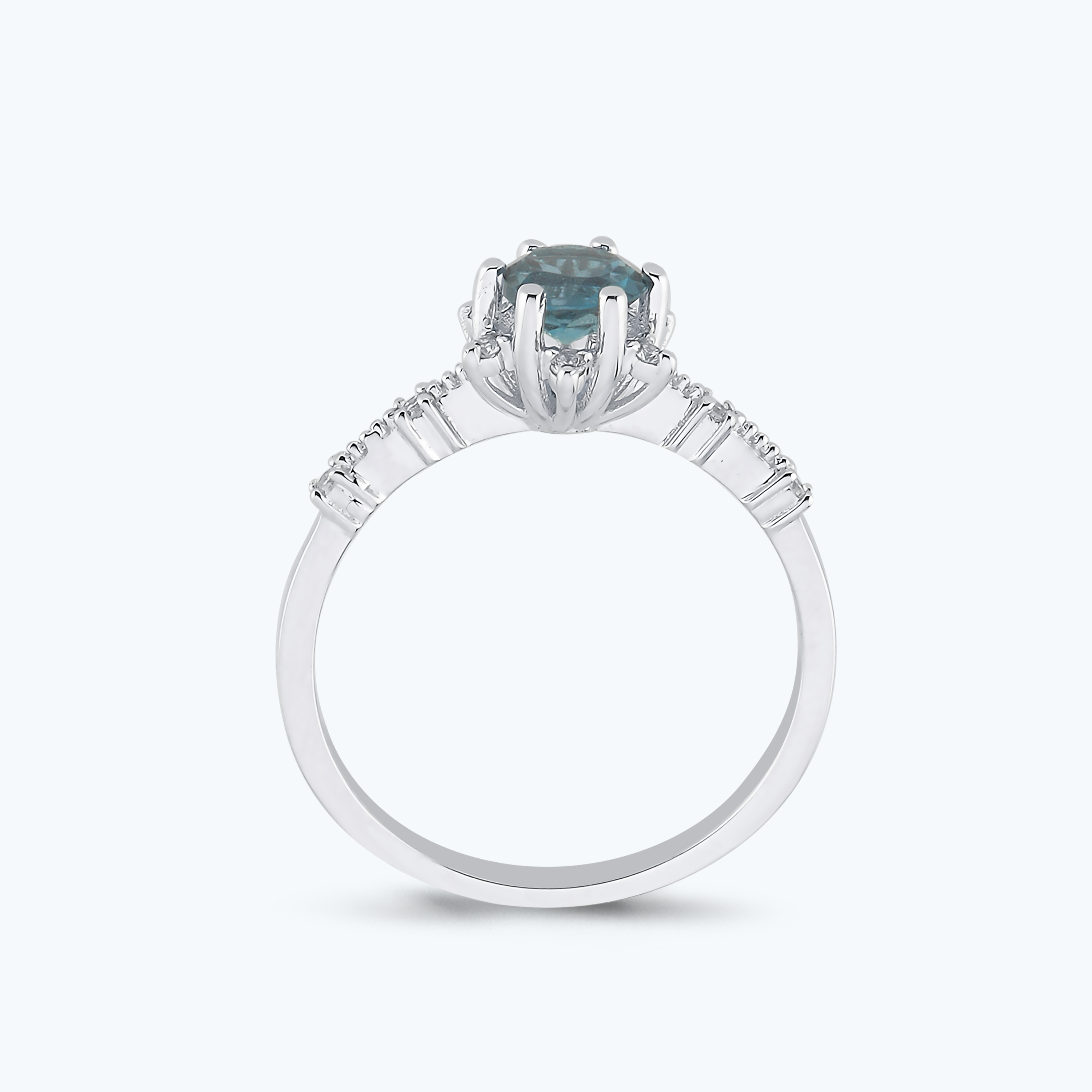 0.06 Karat Pırlanta London Blue Topaz Yüzük