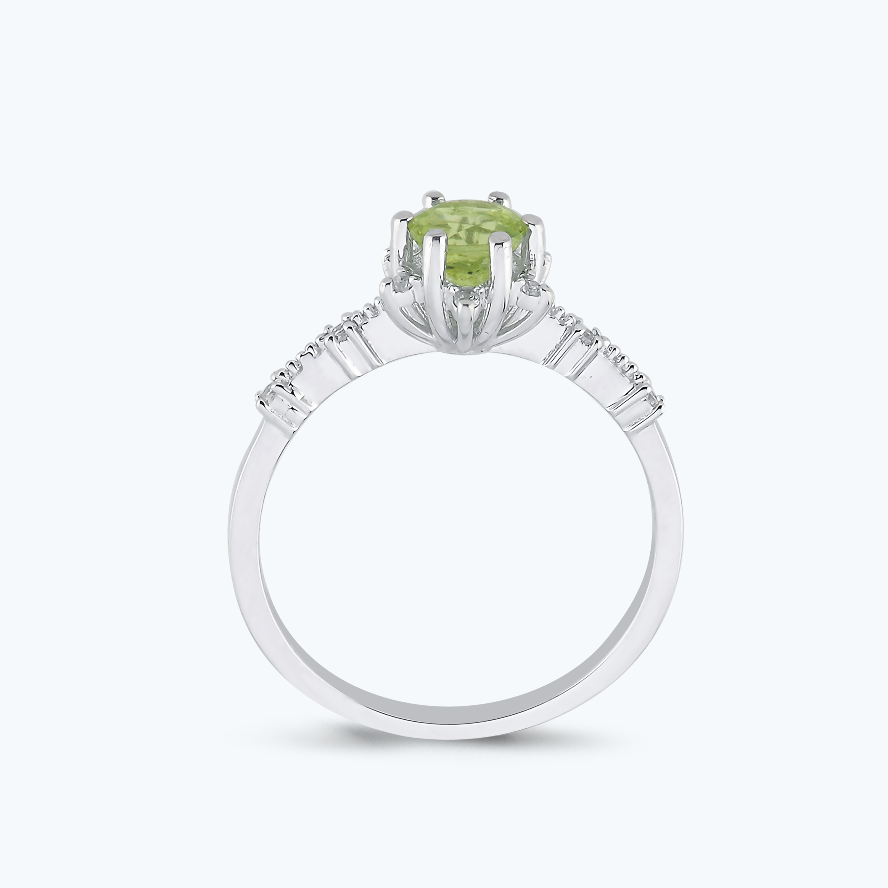 0.06 Karat Pırlanta Peridot Taşlı Vintage Yüzük