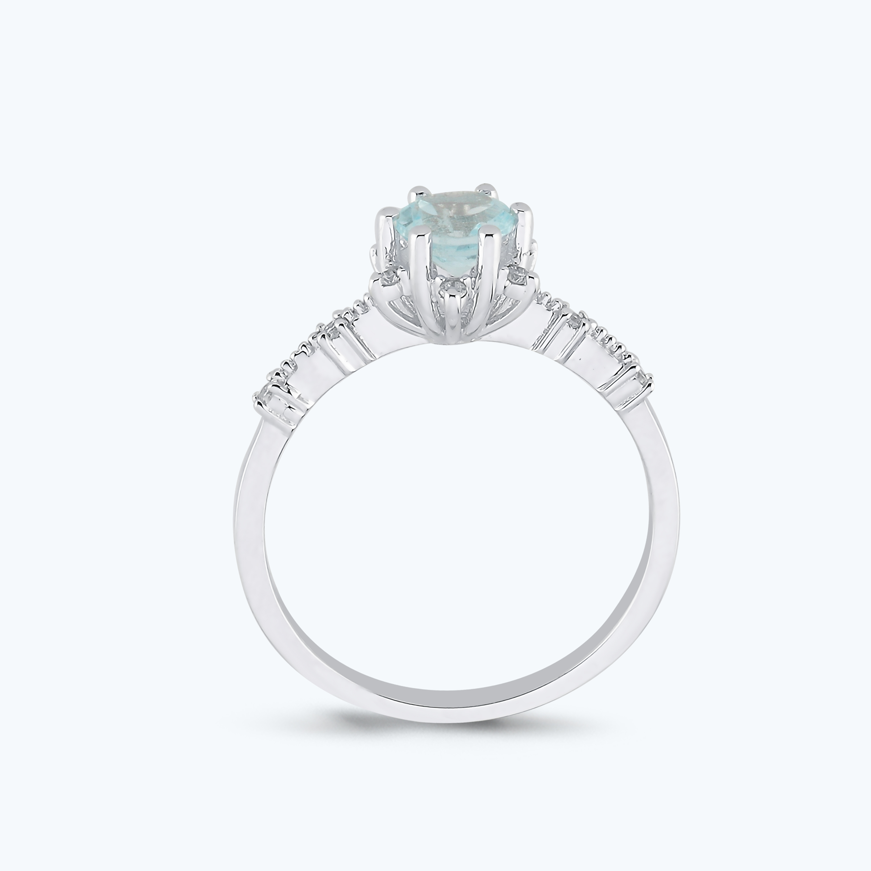 0.06 Karat Pırlanta Mavi Topaz Yüzük