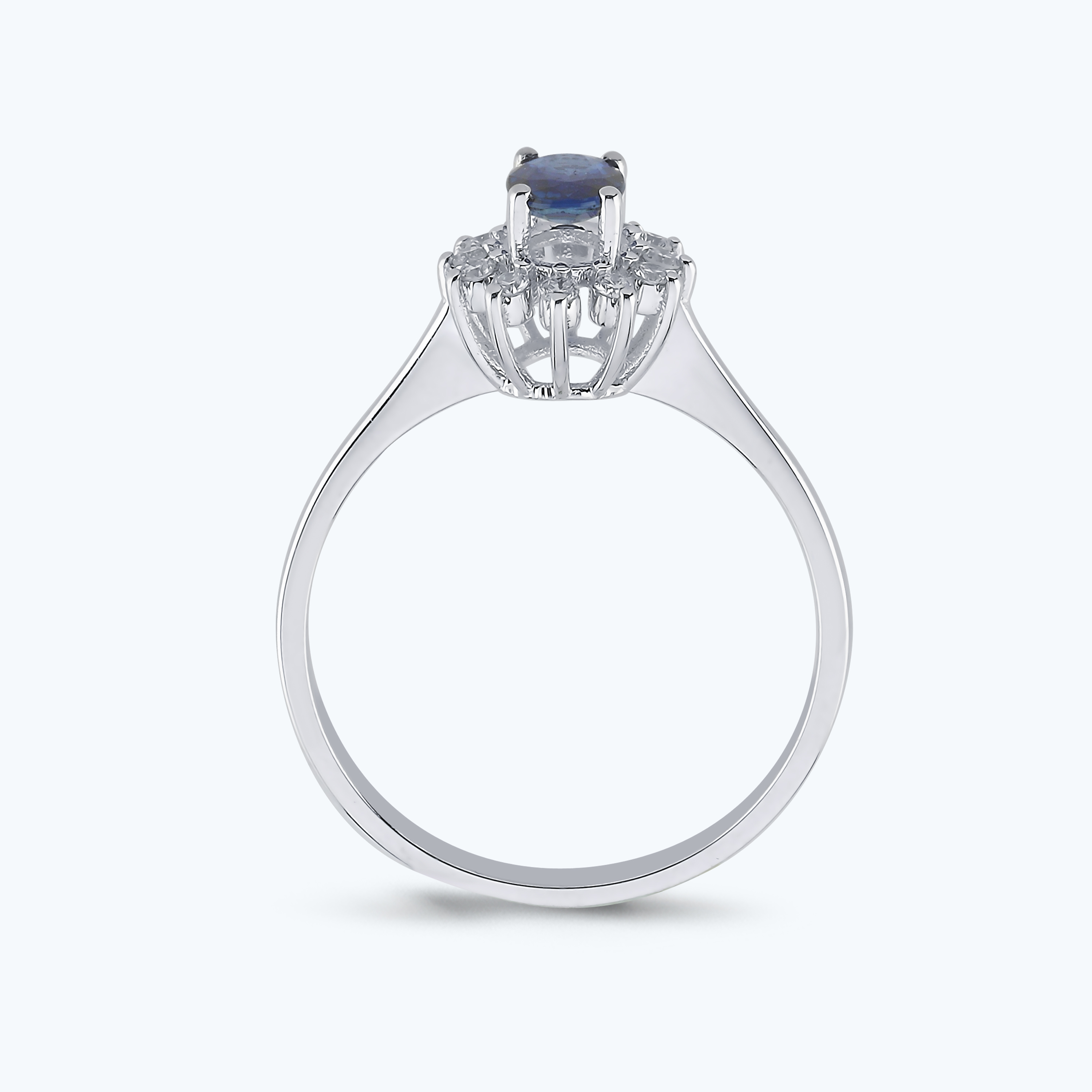 0.12 Karat Pırlanta Safir Oval Yüzük