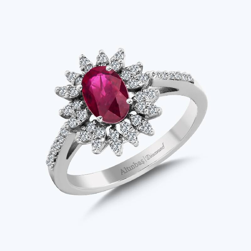 Pırlanta Yakut Oval Yüzük