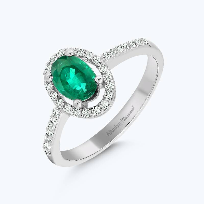 Pırlanta Zümrüt Oval Yüzük