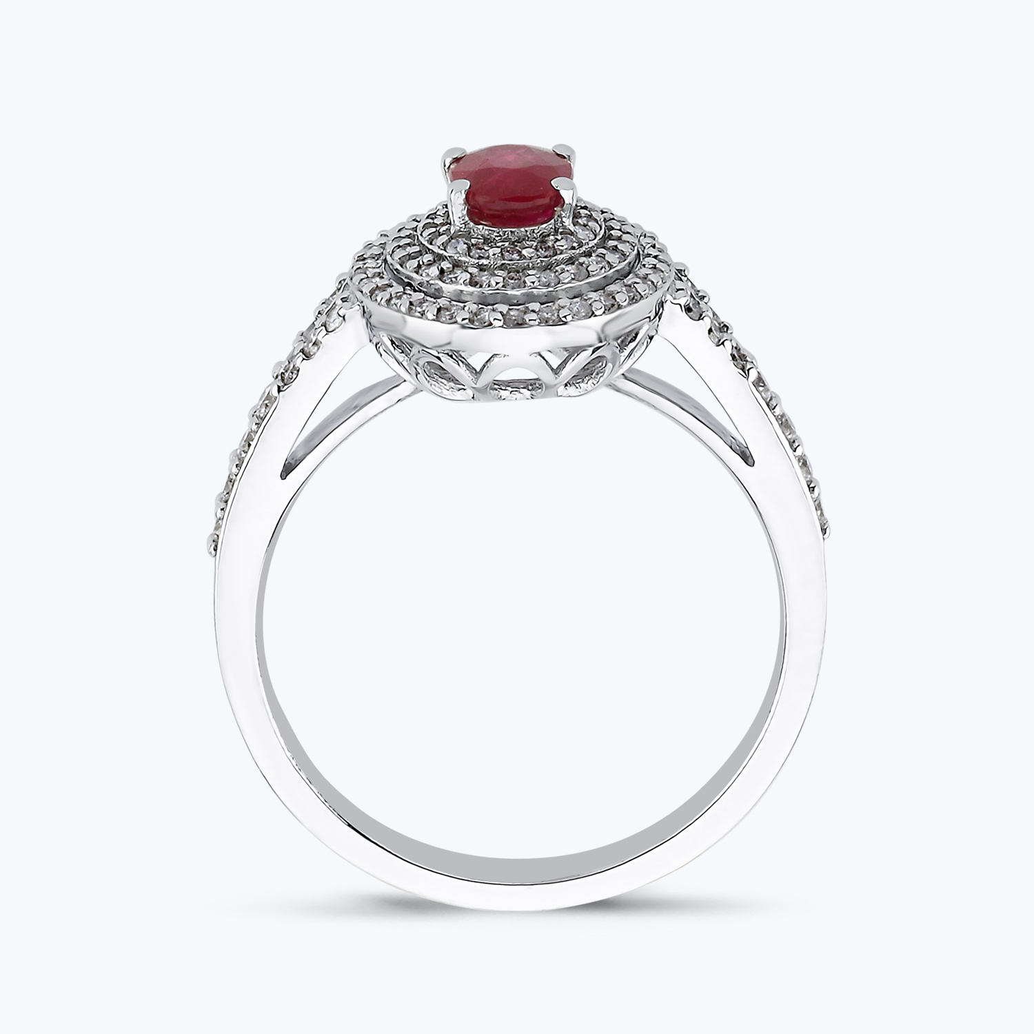 0.40 Karat Pırlanta Yakut Oval Yüzük