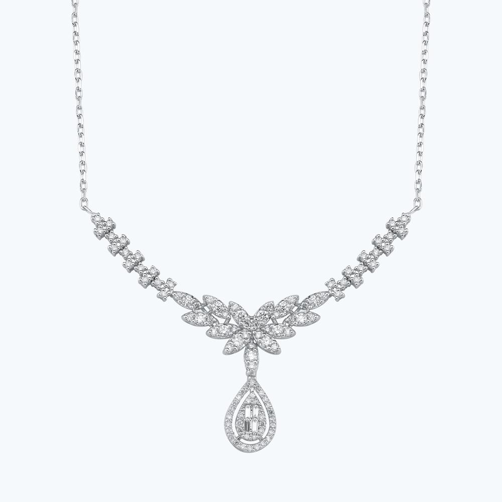 Pırlanta Baget Damla Kolye