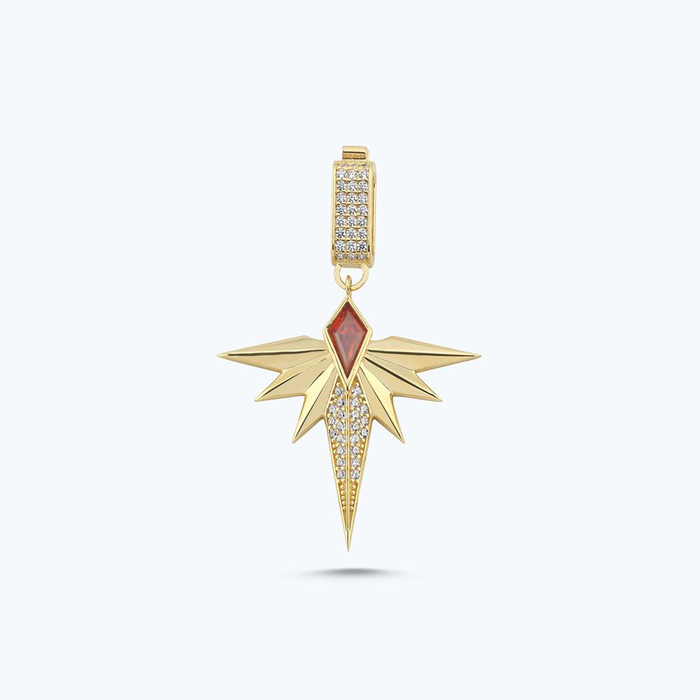 Kırmızı Taşlı Altın Kolye Ucu