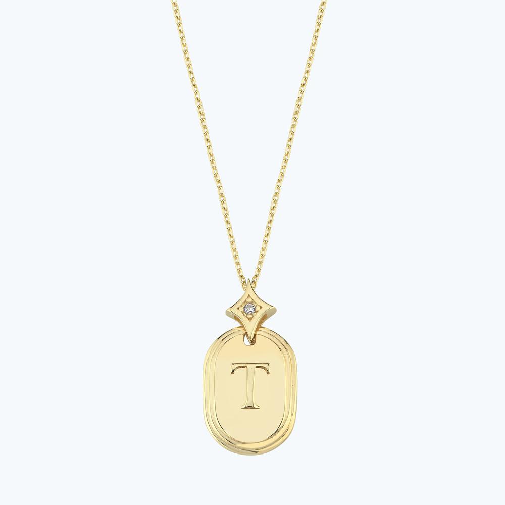 Altınbaş T Harfi Kolye