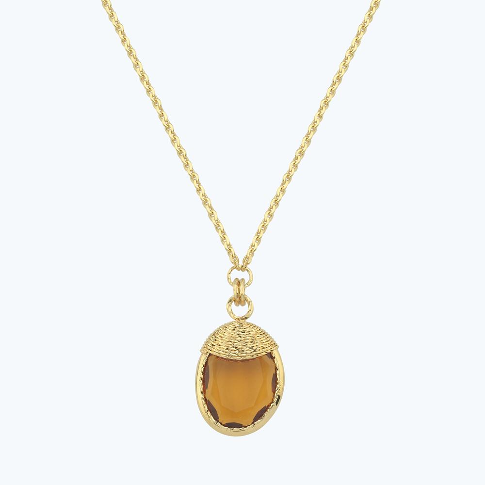 Sarı Taşlı Altın Kolye