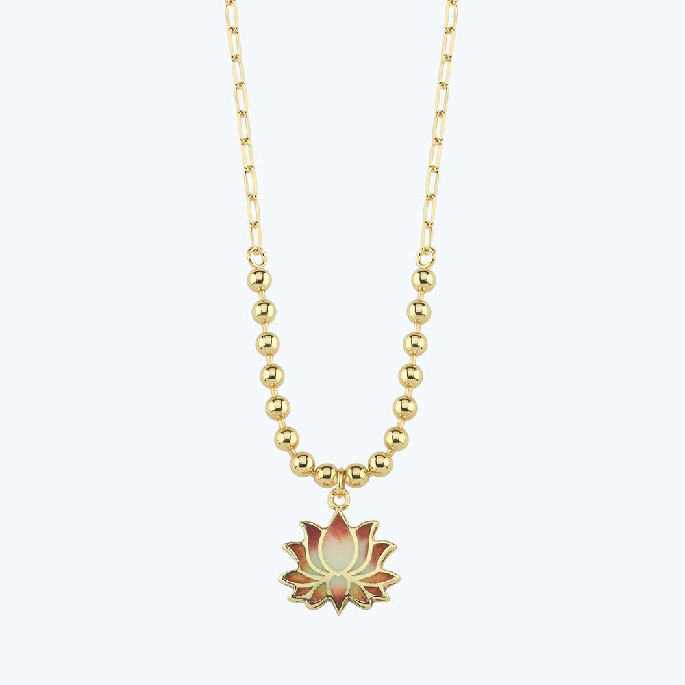 Altın Lotus Çiçeği Kolye