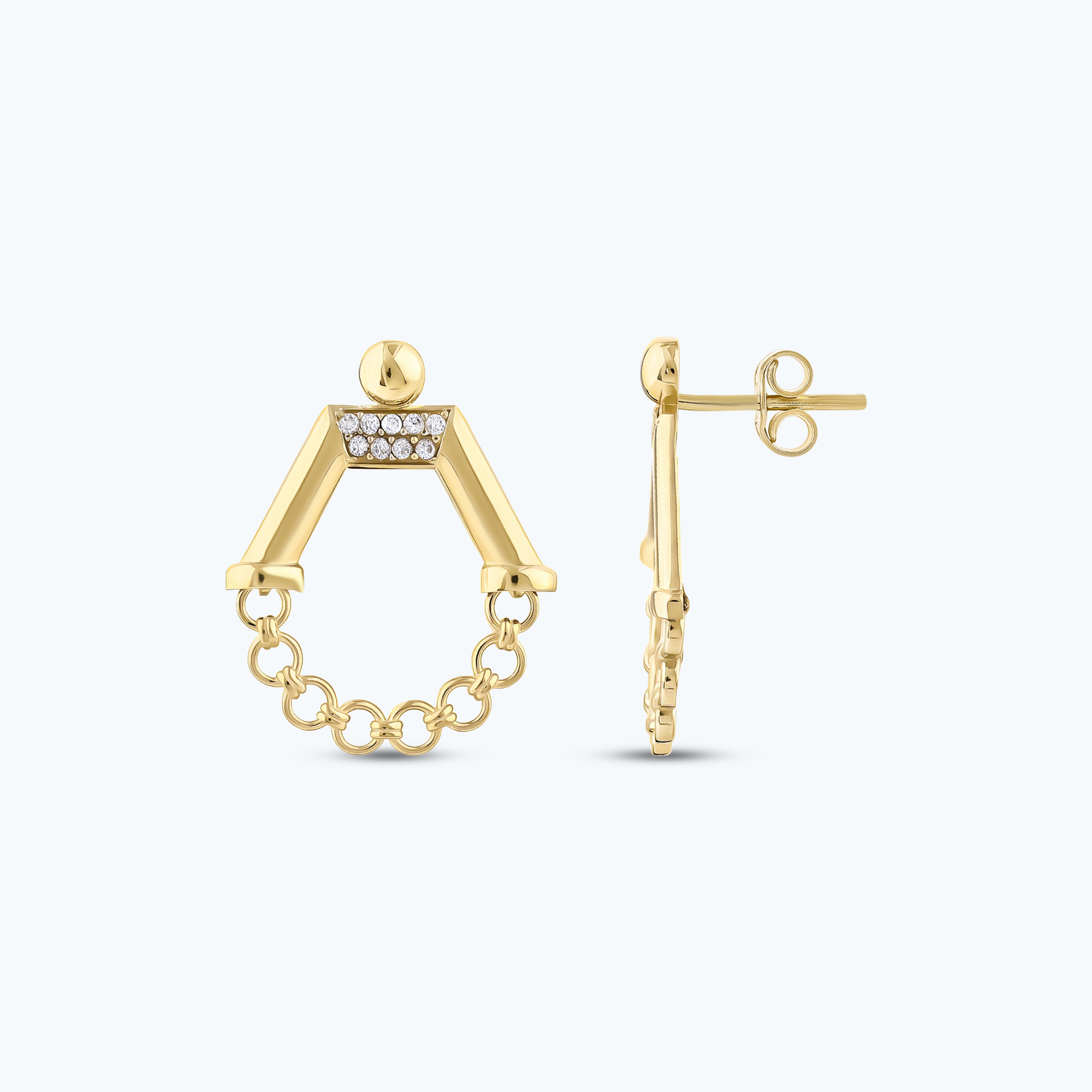 Altın Taşlı Halka Küpe