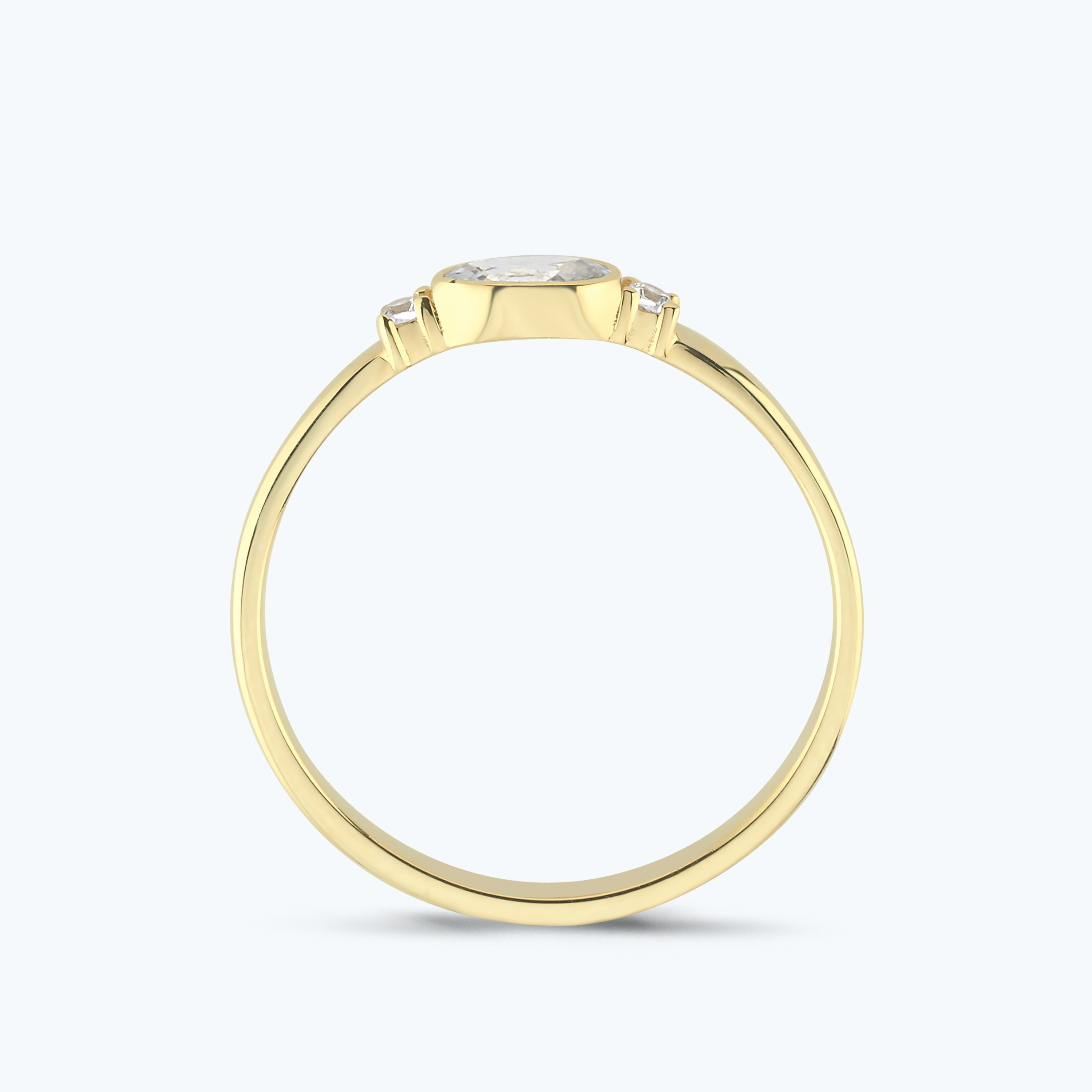 Altın Oval Taşlı Yüzük