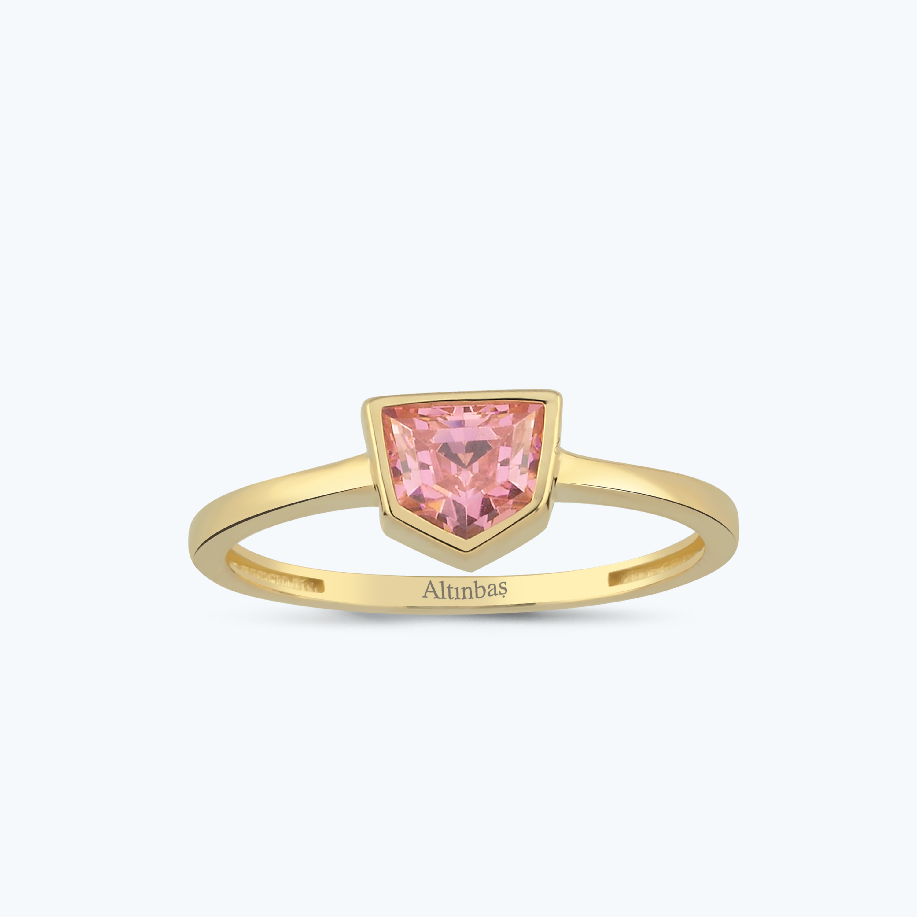 Pembe Taşlı Altın Yüzük