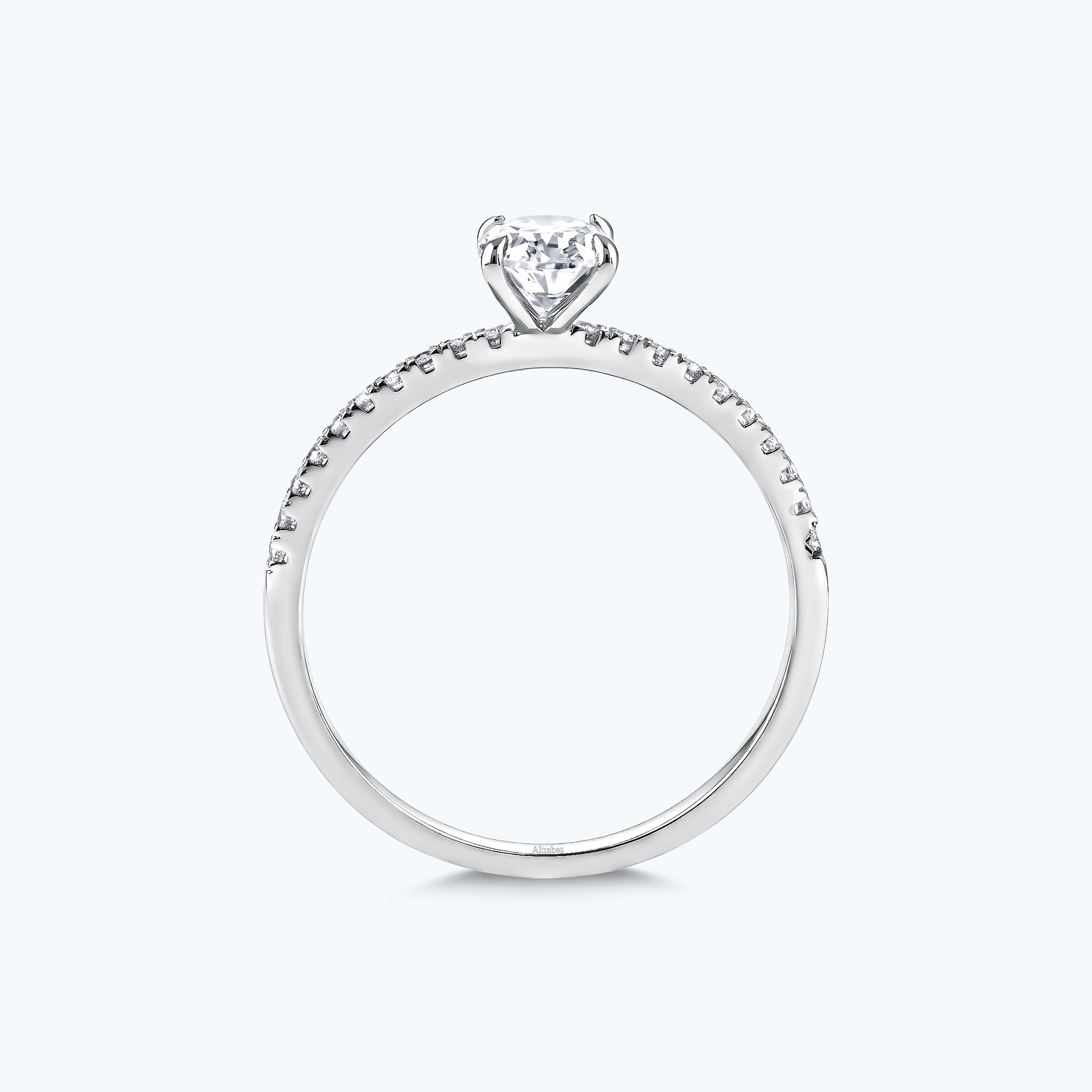 Altın Kolları Taşlı Oval Tektaş Yüzük