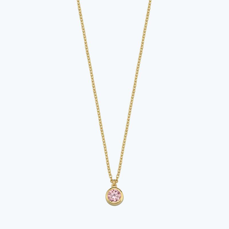 Pembe Taşlı Altın Tektaş Kolye
